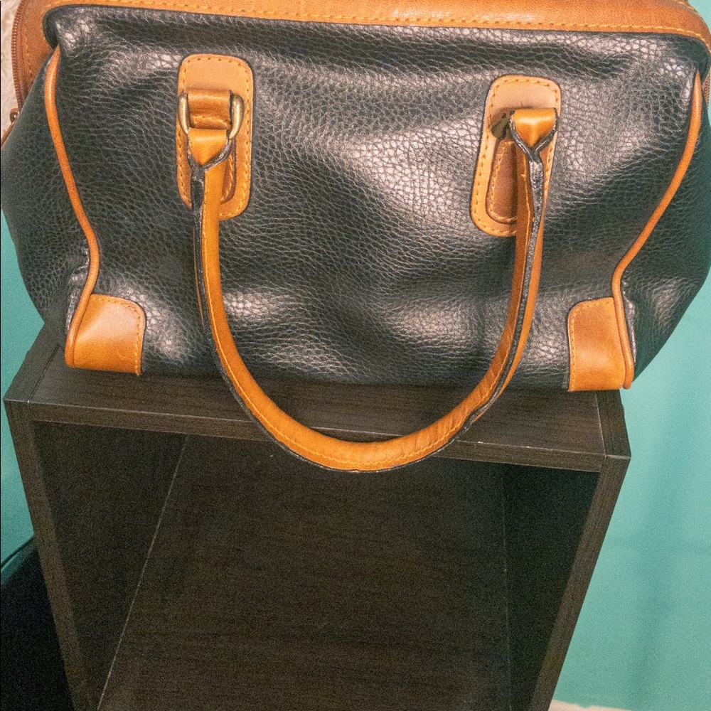 Oggi Domani pebble black leather Boston bag. - Picture 2 of 3
